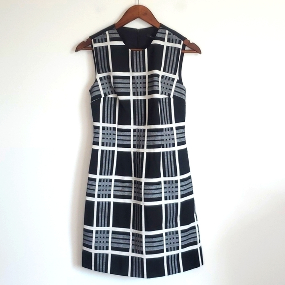 Rachel Roy Retro Black Plaid Mini Sheath Dress